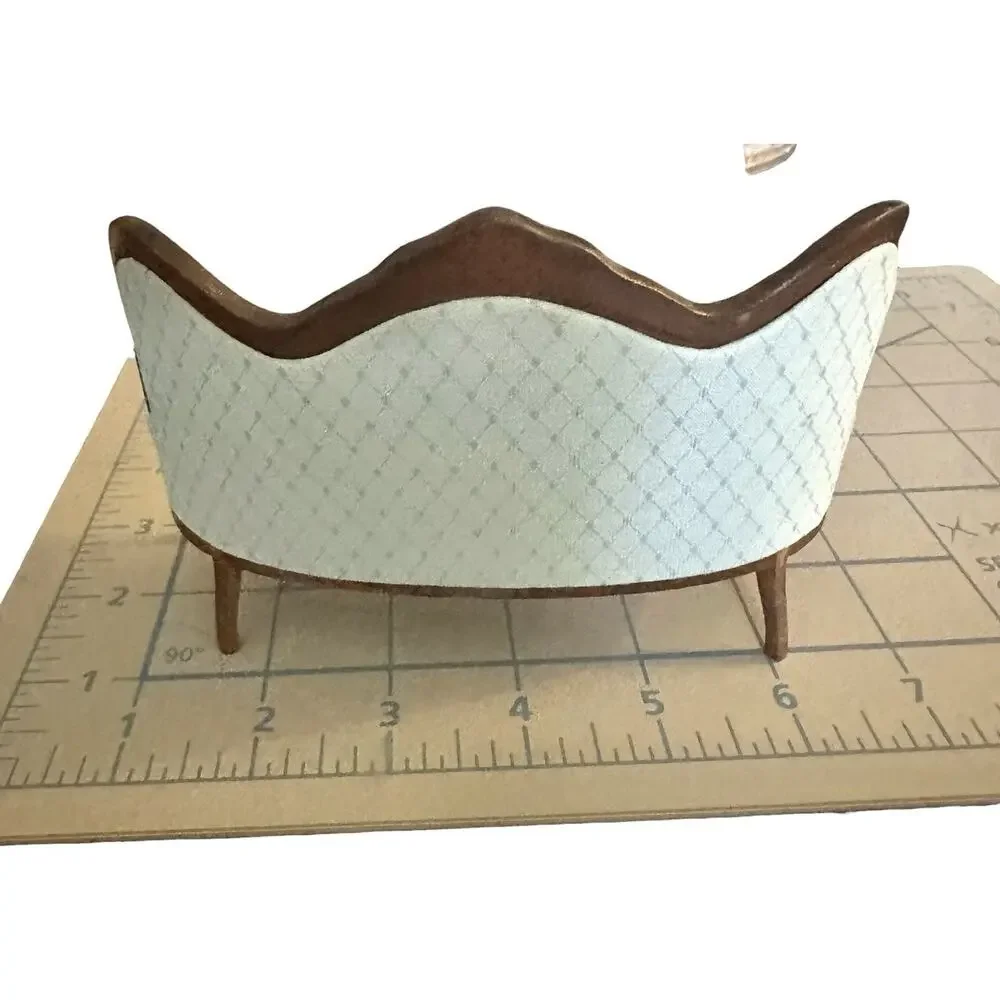 1:12 Vintage Victorian Light Blue Sofa Settee Dollhouse Miniature Furniture